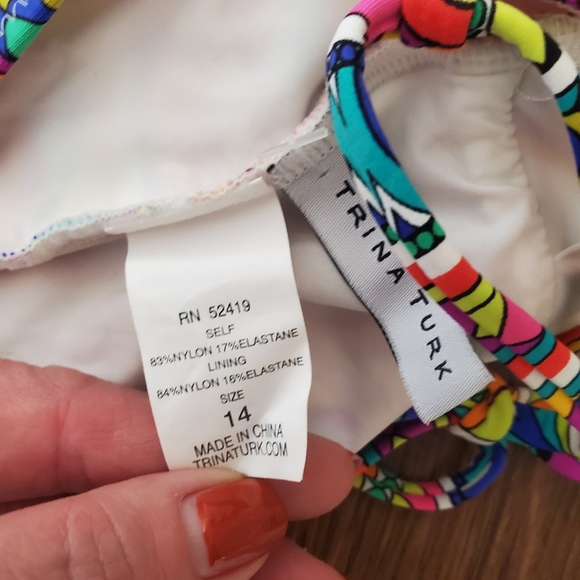 Trina Turk Peruvian Stripe Colorful Swimsuit sz 14 - Picture 10 of 10